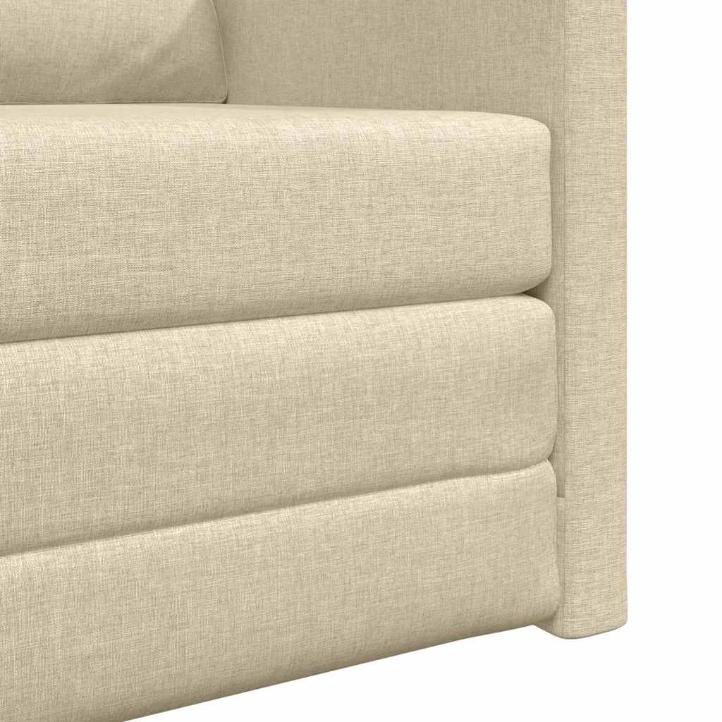 Floor Sofa Bed with Cushion Cream 74 x 77 x 81 cm Fabric