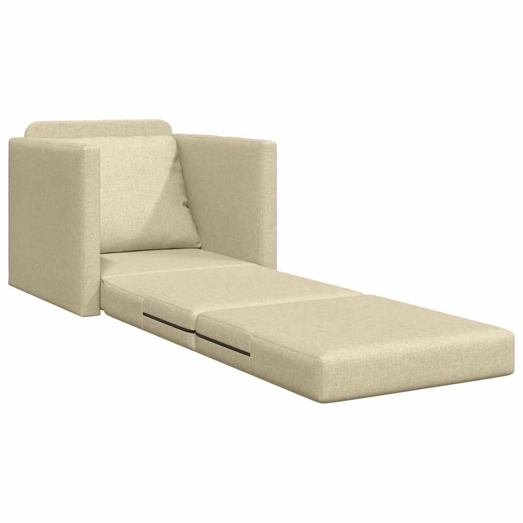 Floor Sofa Bed with Cushion Cream 74 x 77 x 81 cm Fabric