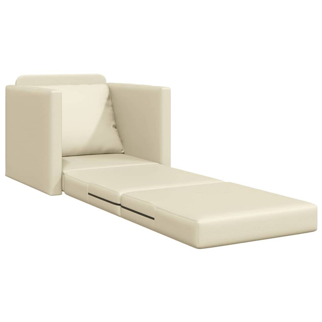 Floor Sofa Bed with Cushion Cream 74 x 77 x 81 cm Faux leather