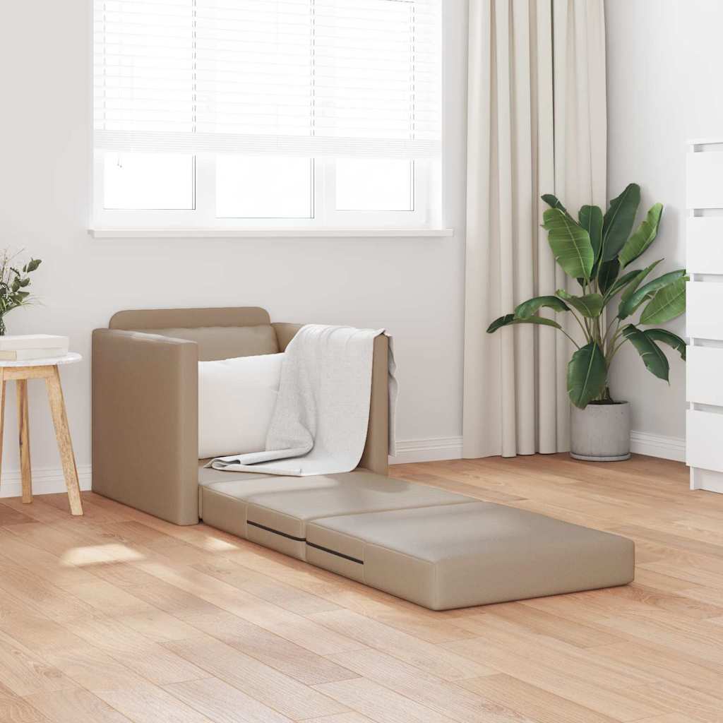 Floor Sofa Bed Cappuccino 74 x 77 x 81 cm Faux leather