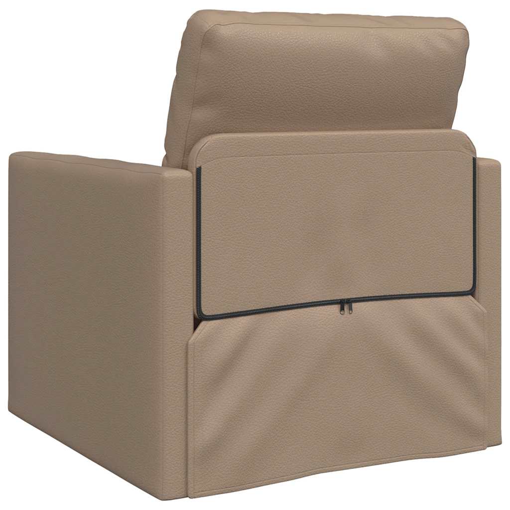 Floor Sofa Bed Cappuccino 74 x 77 x 81 cm Faux leather