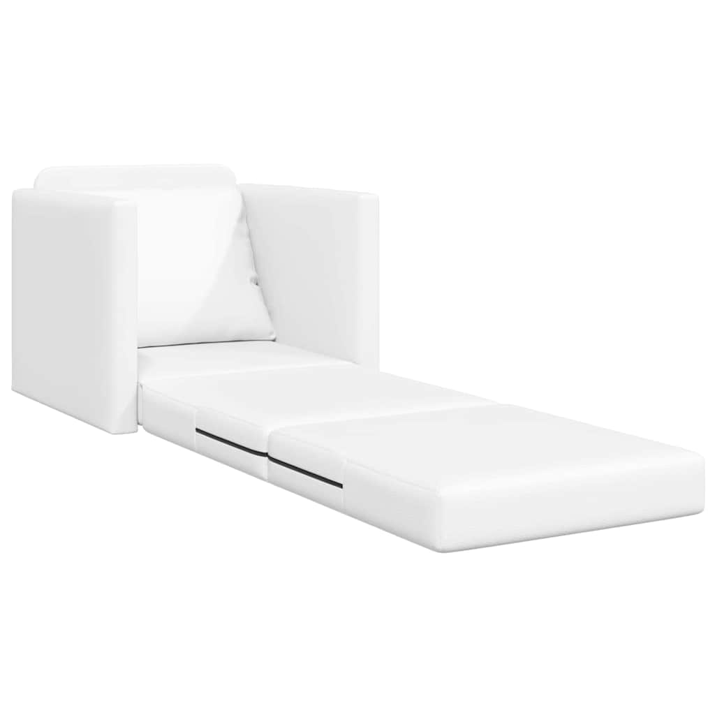 Floor Sofa Bed with Cushion White 74 x 77 x 81 cm Faux leather