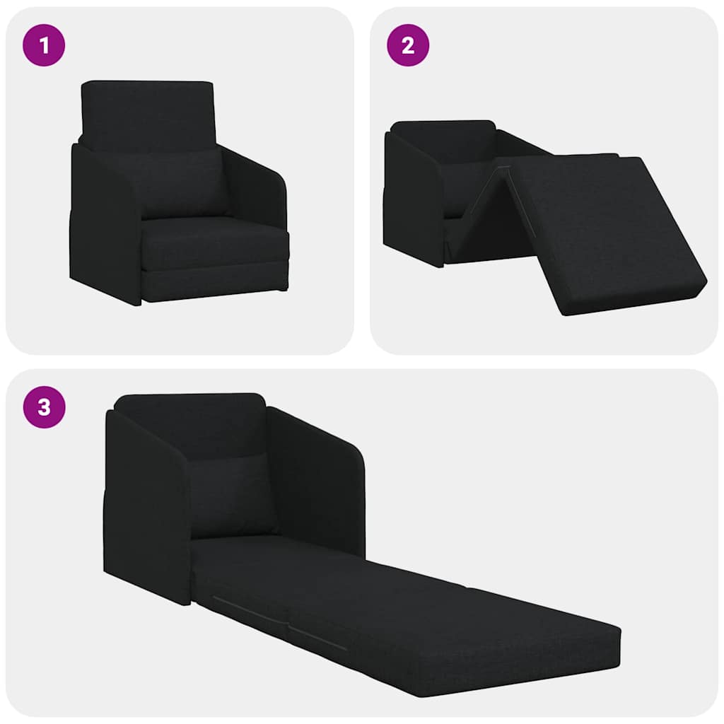 Sofa Bed Black 65 x 80 x 83 cm Fabric