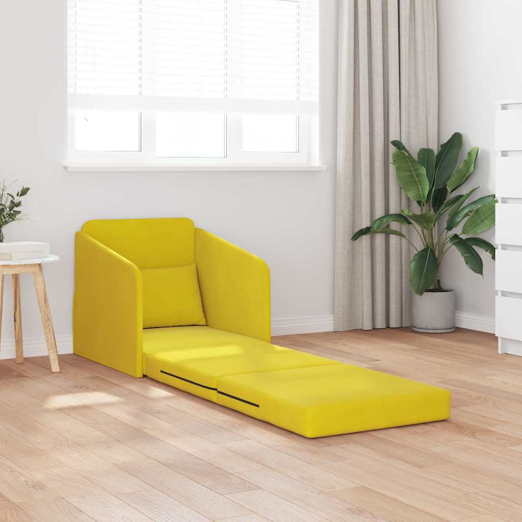 Sofa Bed Yellow 65 x 80 x 83 cm Velvet