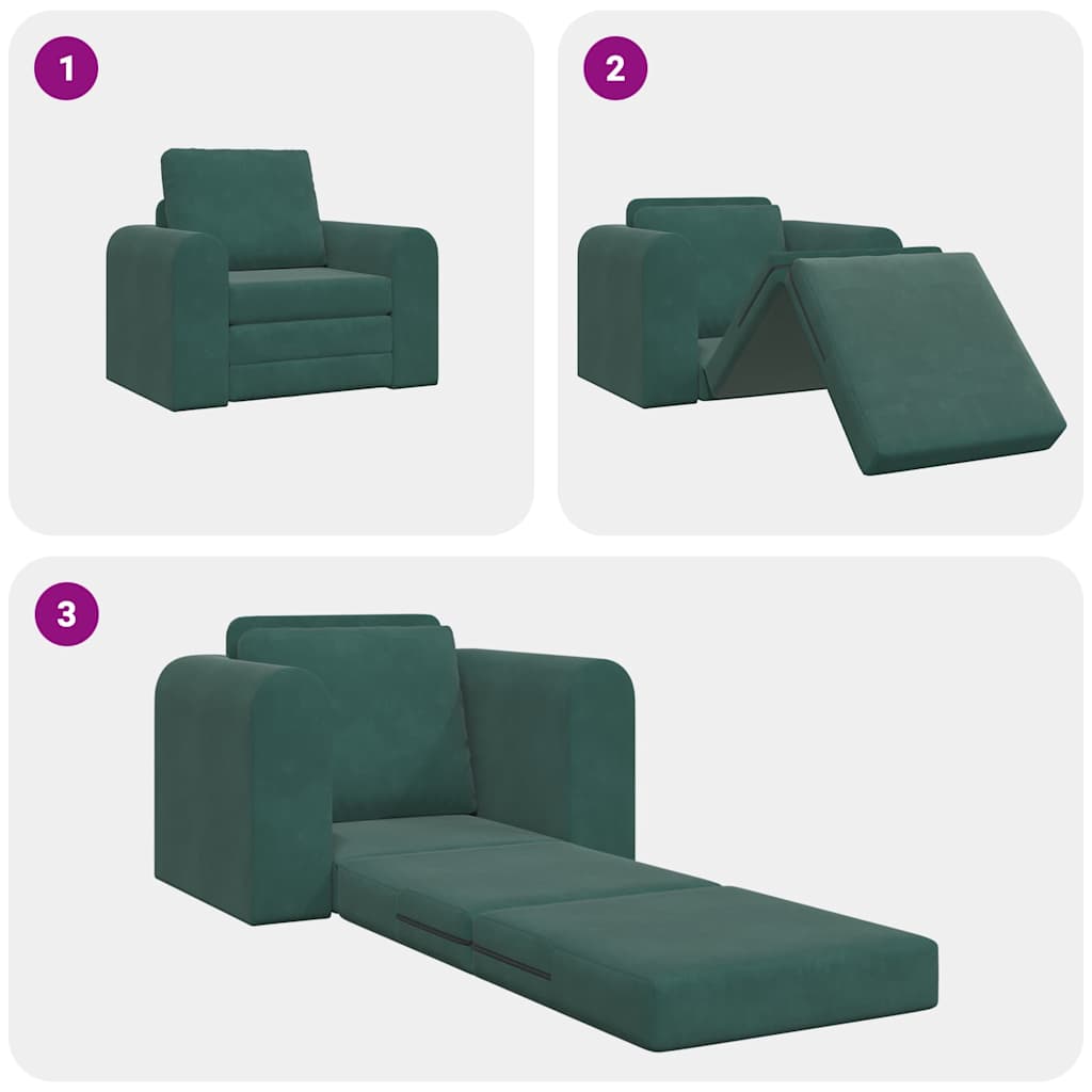 Sofa Bed Dark green 98 x 71 x 83 cm Velvet