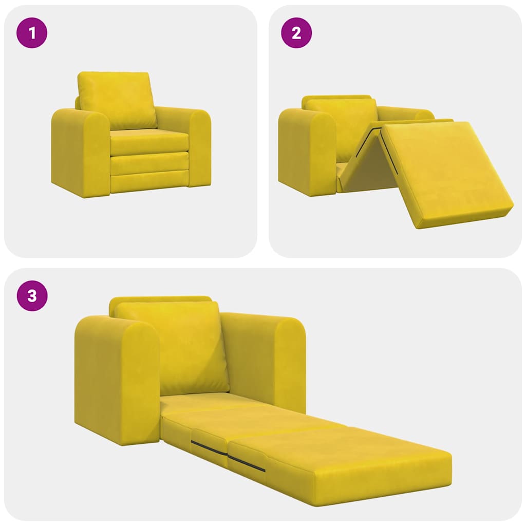 Sofa Bed Yellow 98 x 71 x 83 cm Velvet