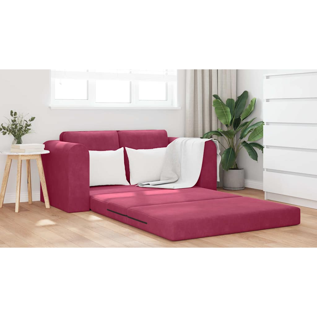 Sofa Bed Wine Red 148 x 71 x 83 cm Velvet