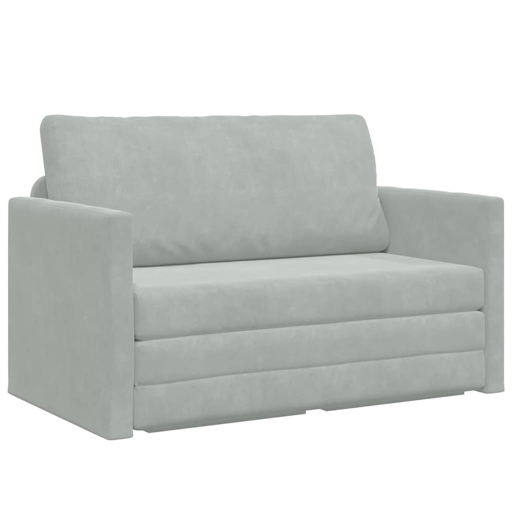 Sofa Bed Light grey 124 x 204 x 61 cm Velvet