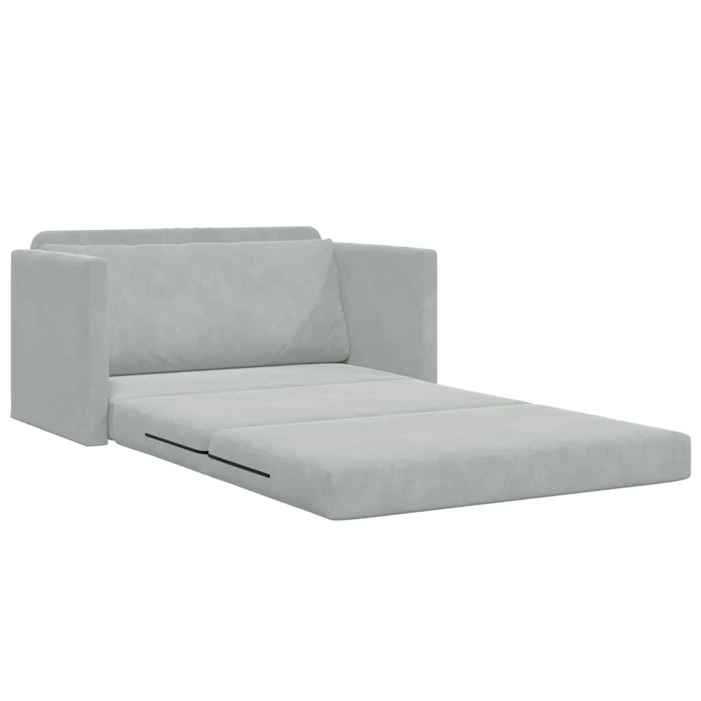 Sofa Bed Light grey 124 x 204 x 61 cm Velvet