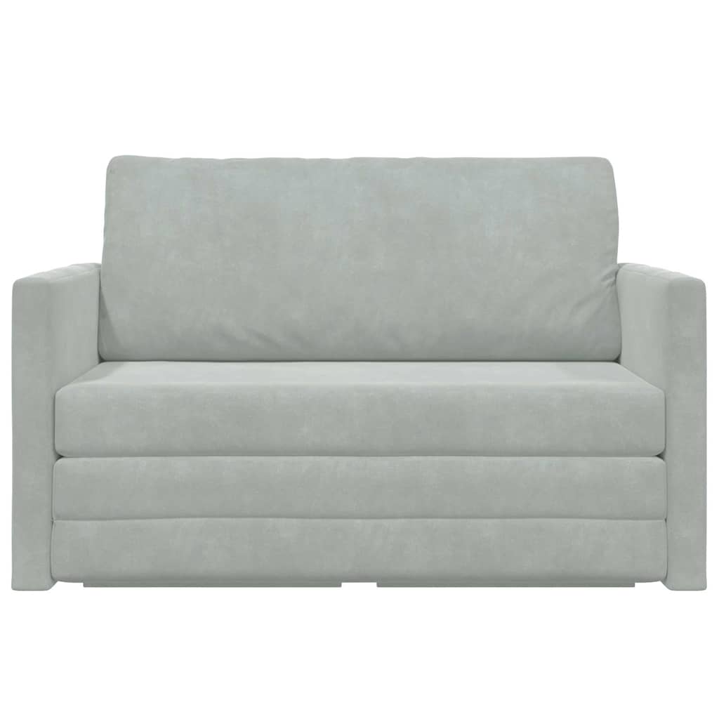 Sofa Bed Light grey 124 x 204 x 61 cm Velvet