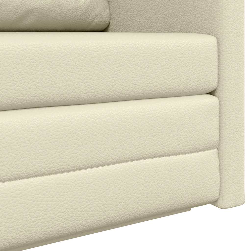 Sofa Bed Cream 124 x 71 x 78 cm Artificial Leather
