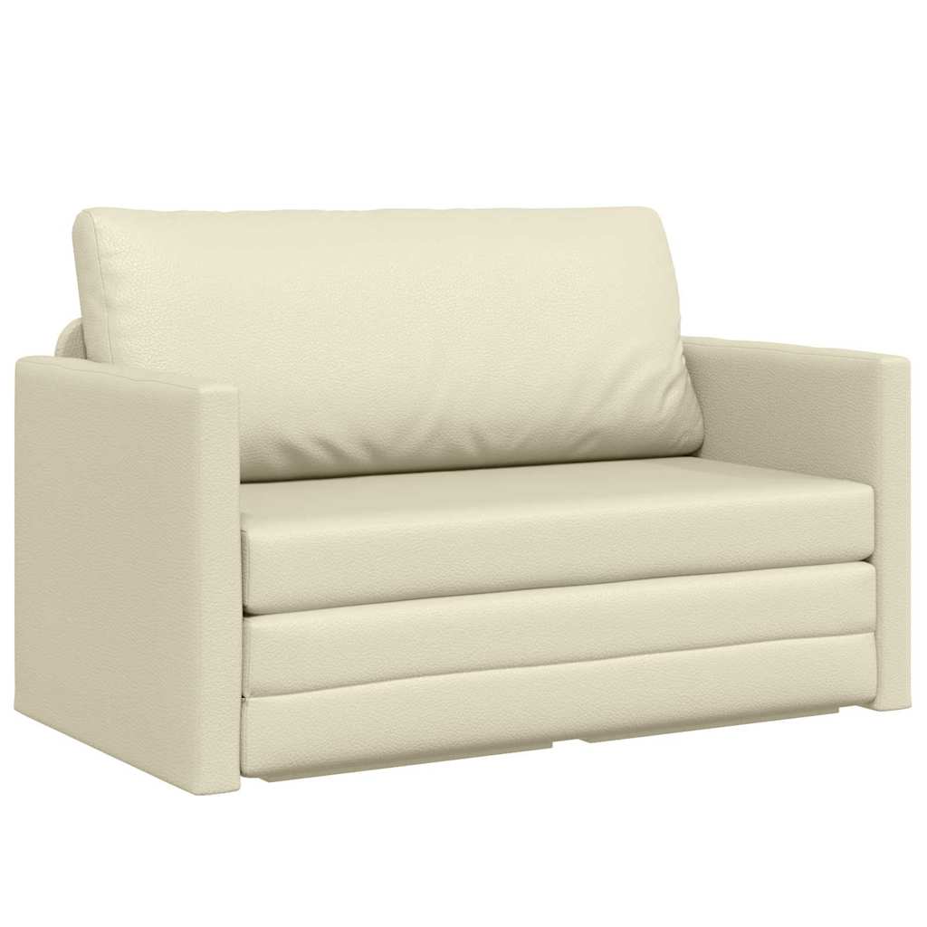 Sofa Bed Cream 124 x 71 x 78 cm Artificial Leather