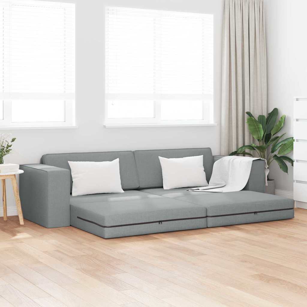 Floor Sofa Bed Light grey 245 x 78 x 77 cm Fabric