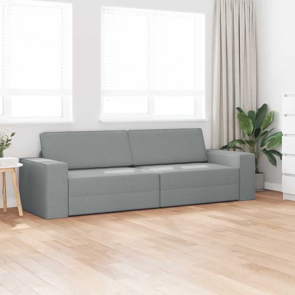 Floor Sofa Bed Light grey 245 x 78 x 77 cm Fabric