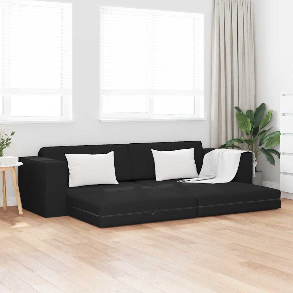 Floor Sofa Bed Black 245 x 78 x 77 cm Fabric