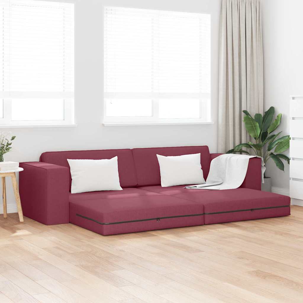 Floor Sofa Bed Wine red 245 x 78 x 77 cm Fabric