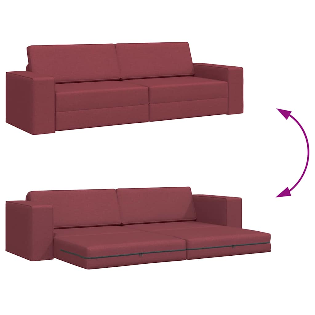 Floor Sofa Bed Wine red 245 x 78 x 77 cm Fabric