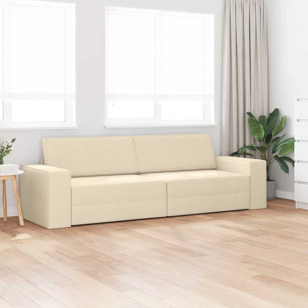 Floor Sofa Bed Cream 245 x 78 x 77 cm Fabric