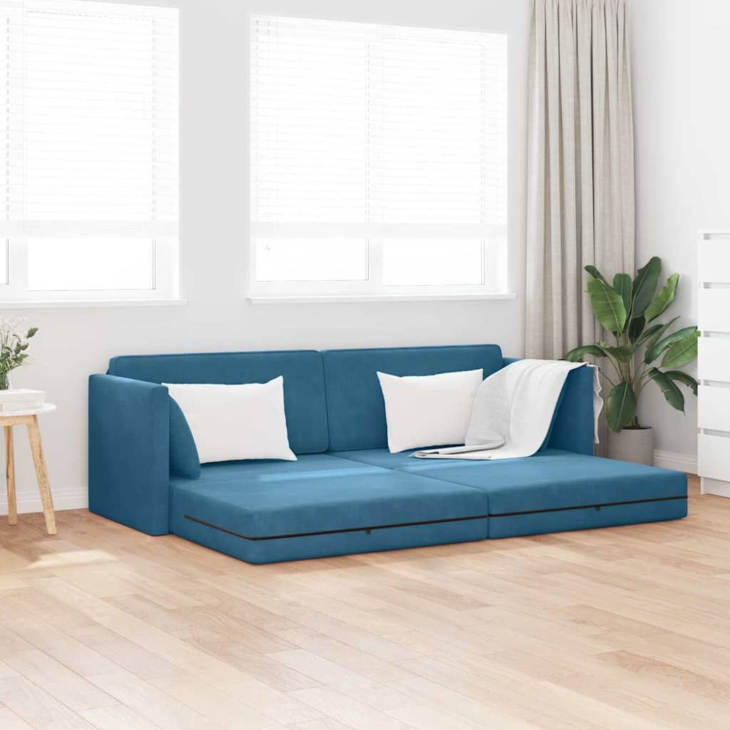 Sofa Bed Blue 213 x 70 x 77 cm Velvet