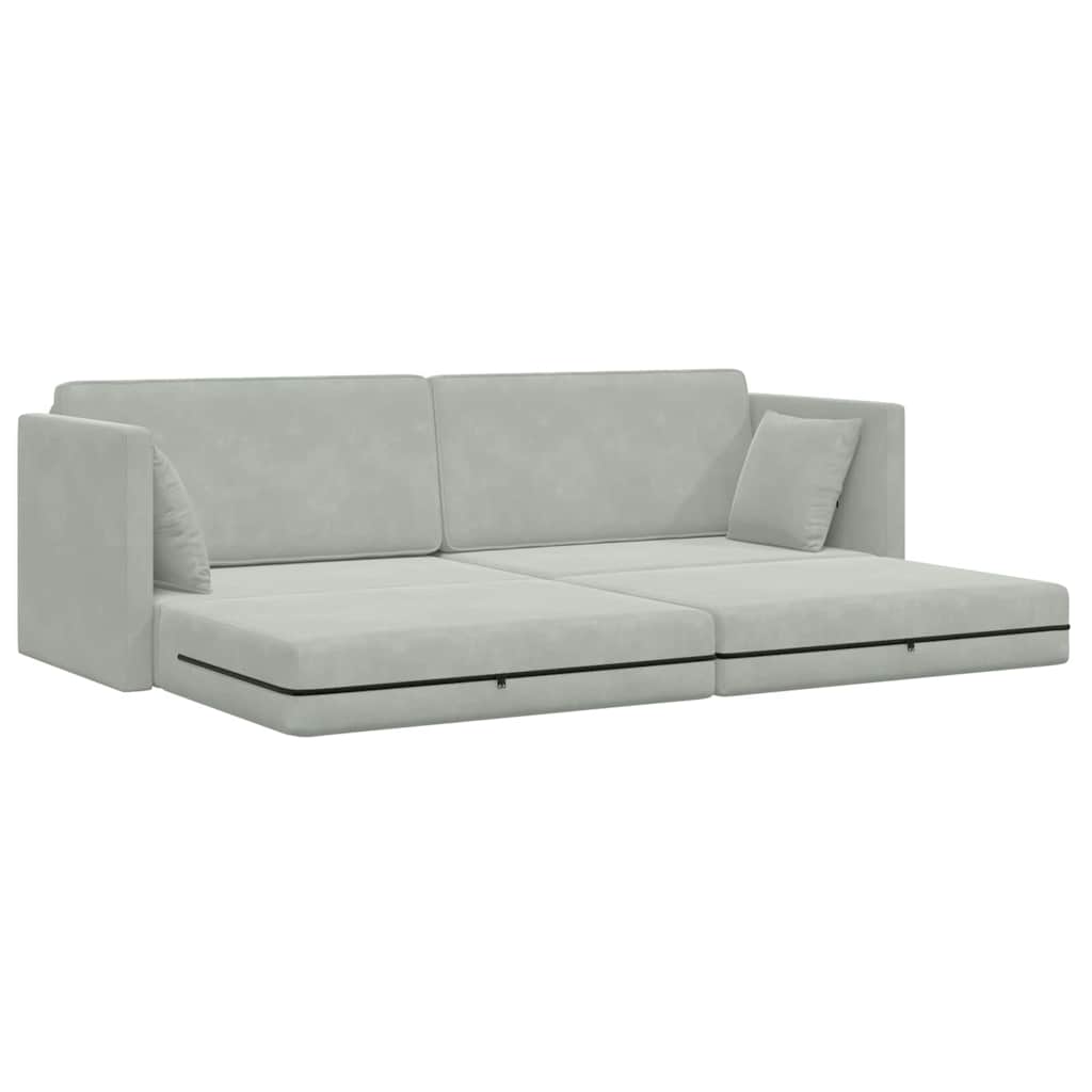 Sofa Bed Light grey 213 x 70 x 77 cm Velvet