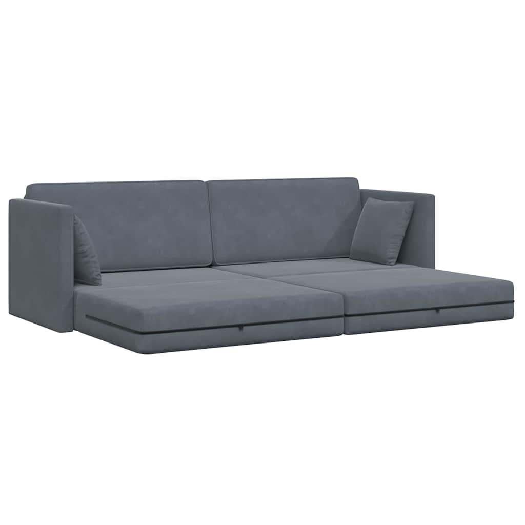 Sofa Bed Dark Grey 213 x 70 x 77 cm Velvet