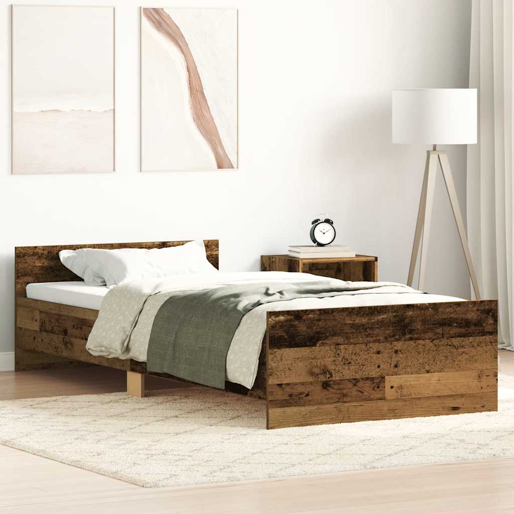 Bed Frame without Mattress Old Wood 90x200 cm Engineered Wood