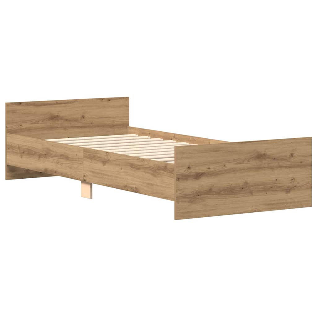 Bed Frame without Mattress Artisan Oak 100x200 cm Engineered Wood