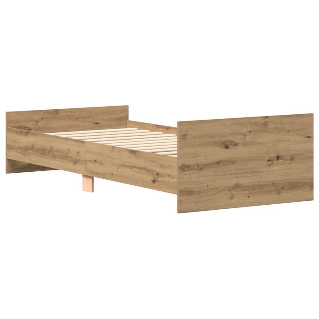 Bed Frame without Mattress Artisan Oak 100x200 cm Engineered Wood
