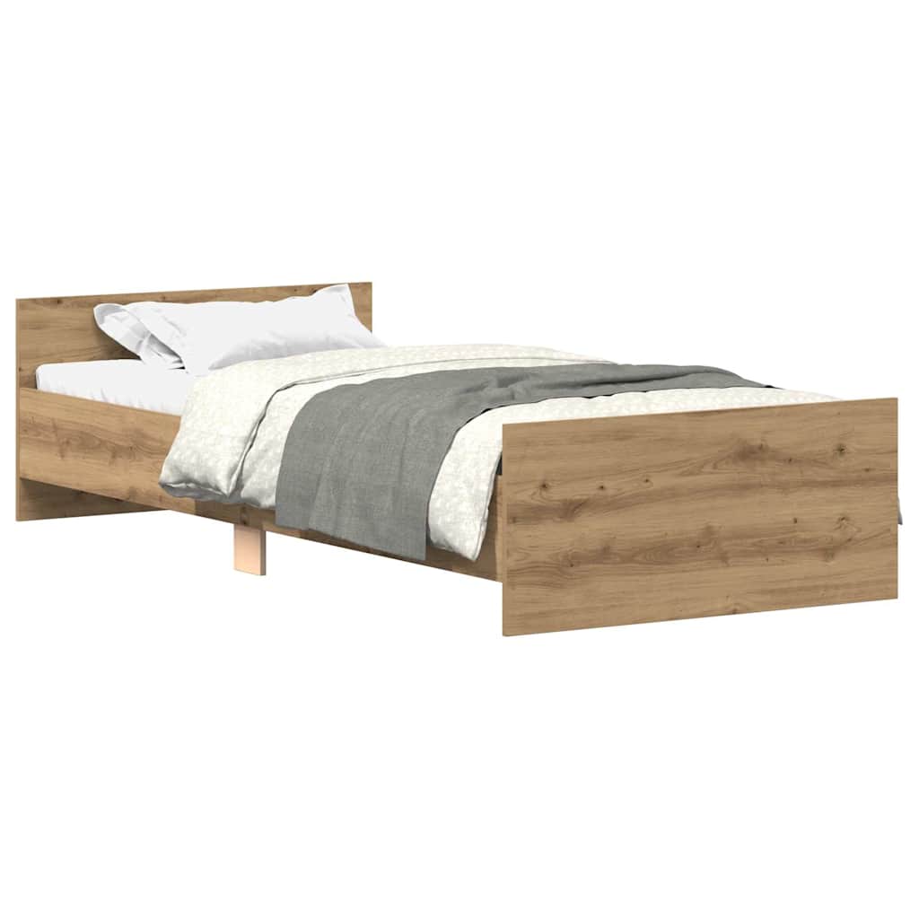 Bed Frame without Mattress Artisan Oak 90x190 cm Single Engineered Wood