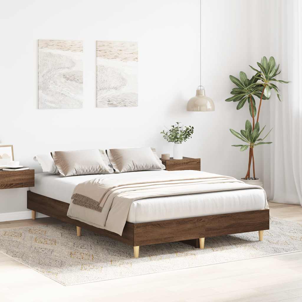 Bed Frame No Mattress Brown Oak 120x200 cm Engineered Wood