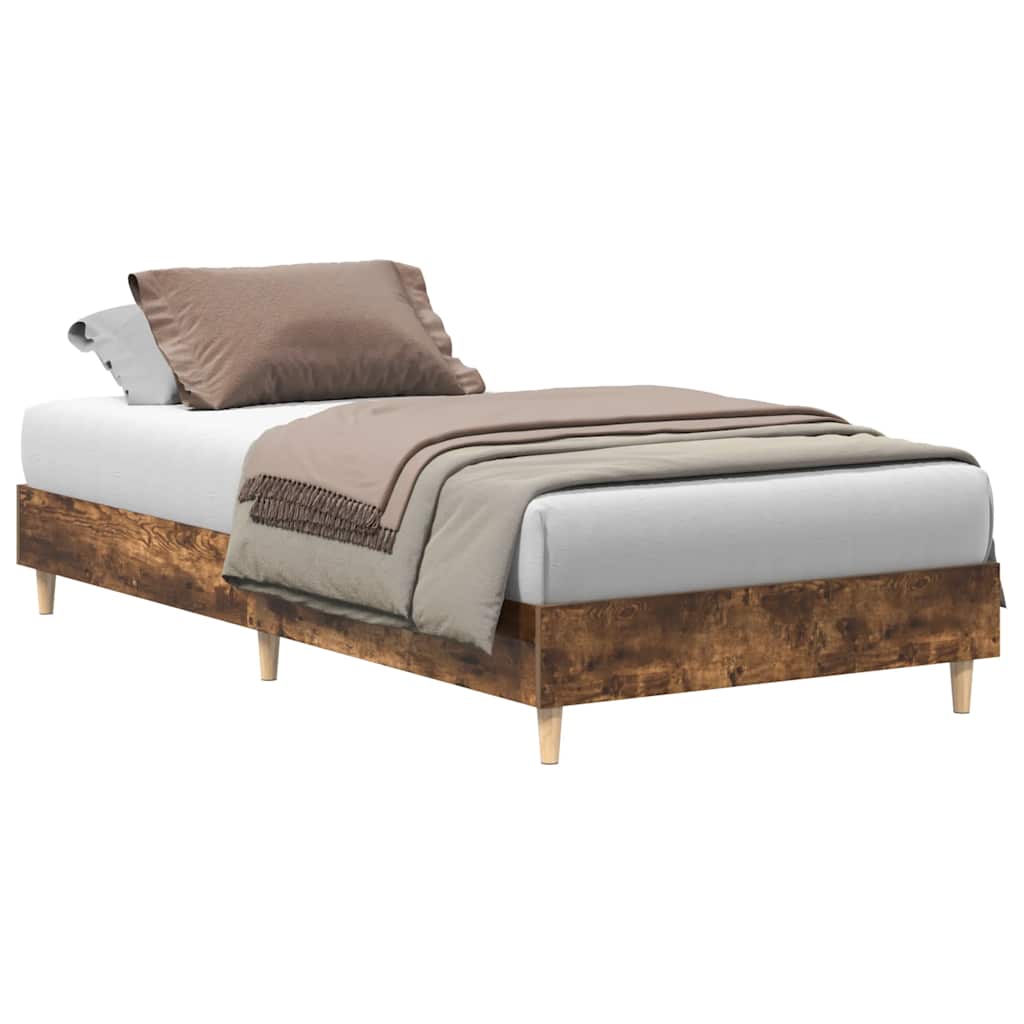 Bed Frame No Mattress Smoked Oak 100x200 cm Engineered Wood