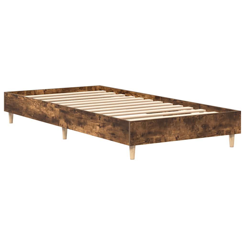 Bed Frame No Mattress Smoked Oak 100x200 cm Engineered Wood