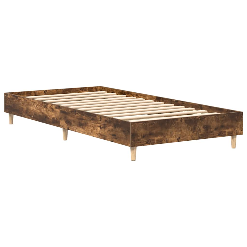 Bed Frame No Mattress Smoked Oak 90x200 cm Engineered Wood