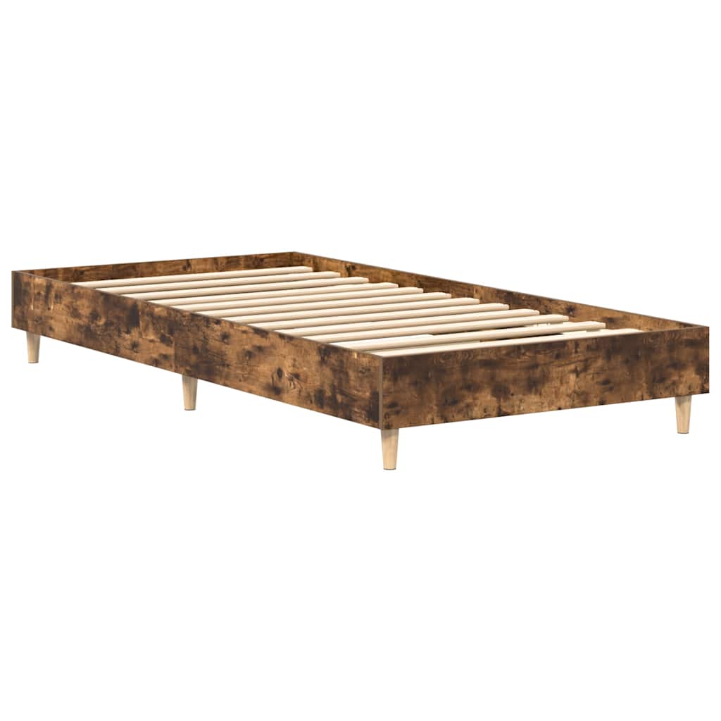 Bed Frame No Mattress Smoked Oak 90x200 cm Engineered Wood