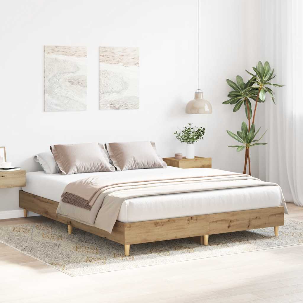 Bed Frame No Mattress Artisan Oak 90x200 cm Engineered Wood