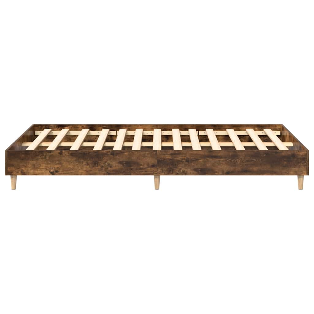 Bed Frame No Mattress Smoked Oak 140x190 cm Engineered Wood