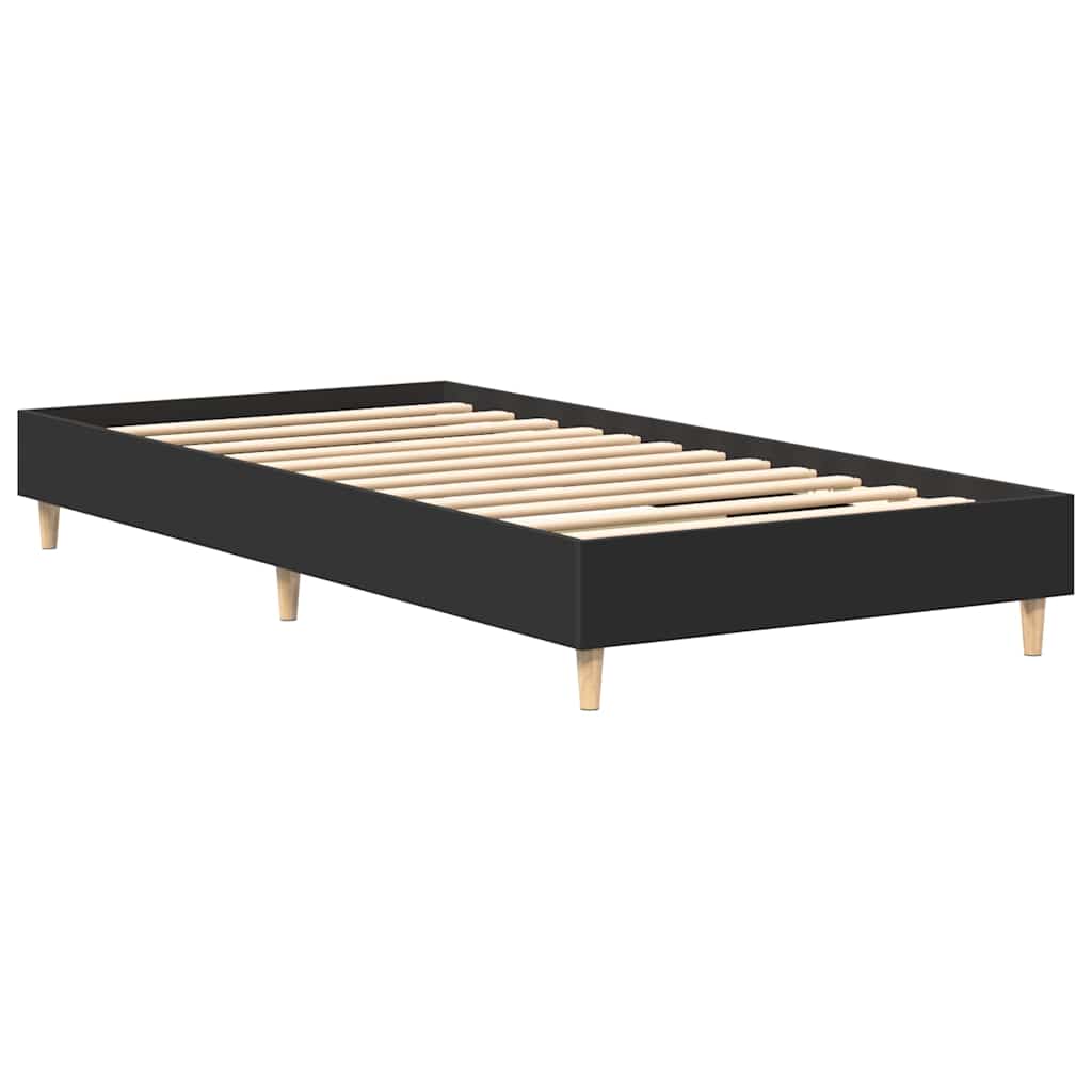 Bed Frame No Mattress Black 90x190 cm Single Engineered Wood