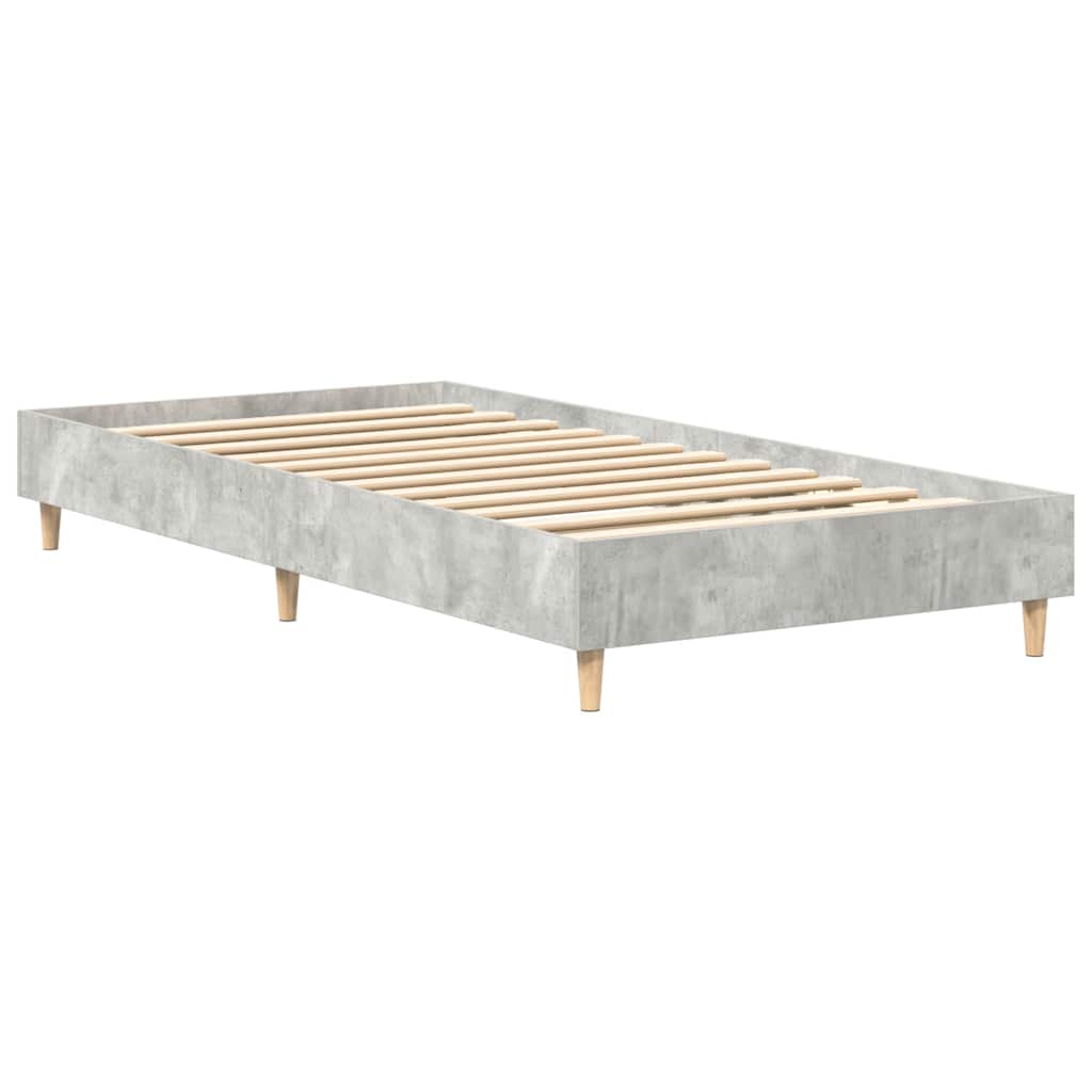 Bed Frame No Mattress Concrete Grey 90x190 cm Single Engineered Wood