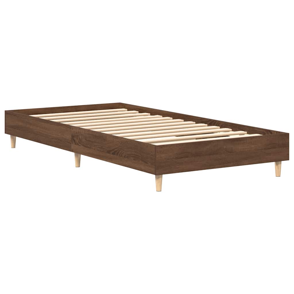 Bed Frame No Mattress Brown Oak 90x190 cm Single Engineered Wood