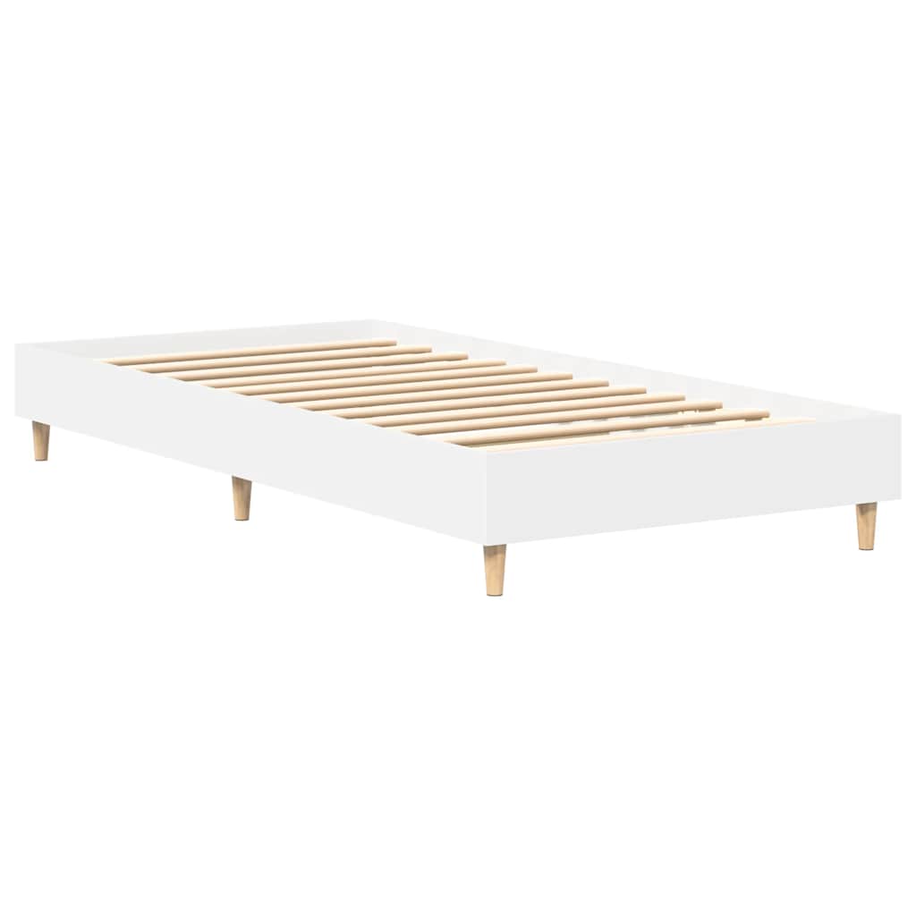 Bed Frame No Mattress White 75x190 cm Small Single Engineered Wood