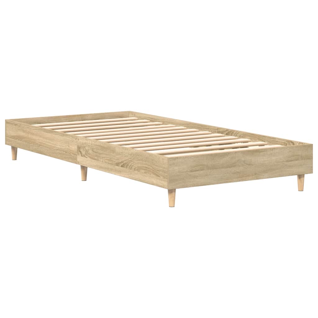 Bed Frame No Mattress Sonoma Oak 75x190 cm Small Single Engineered Wood