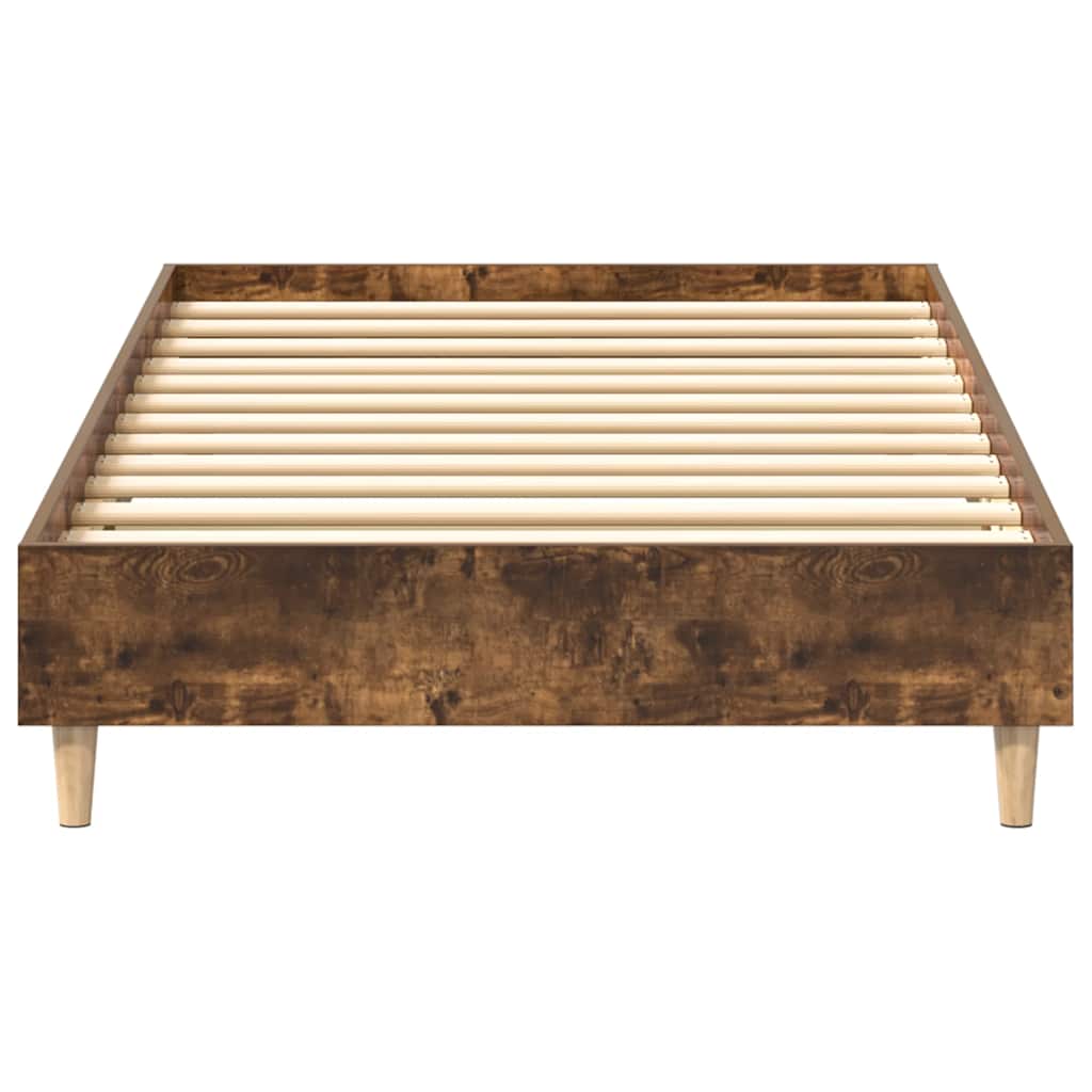 Bed Frame No Mattress Smoked Oak 75x190 cm Small Single Engineered Wood