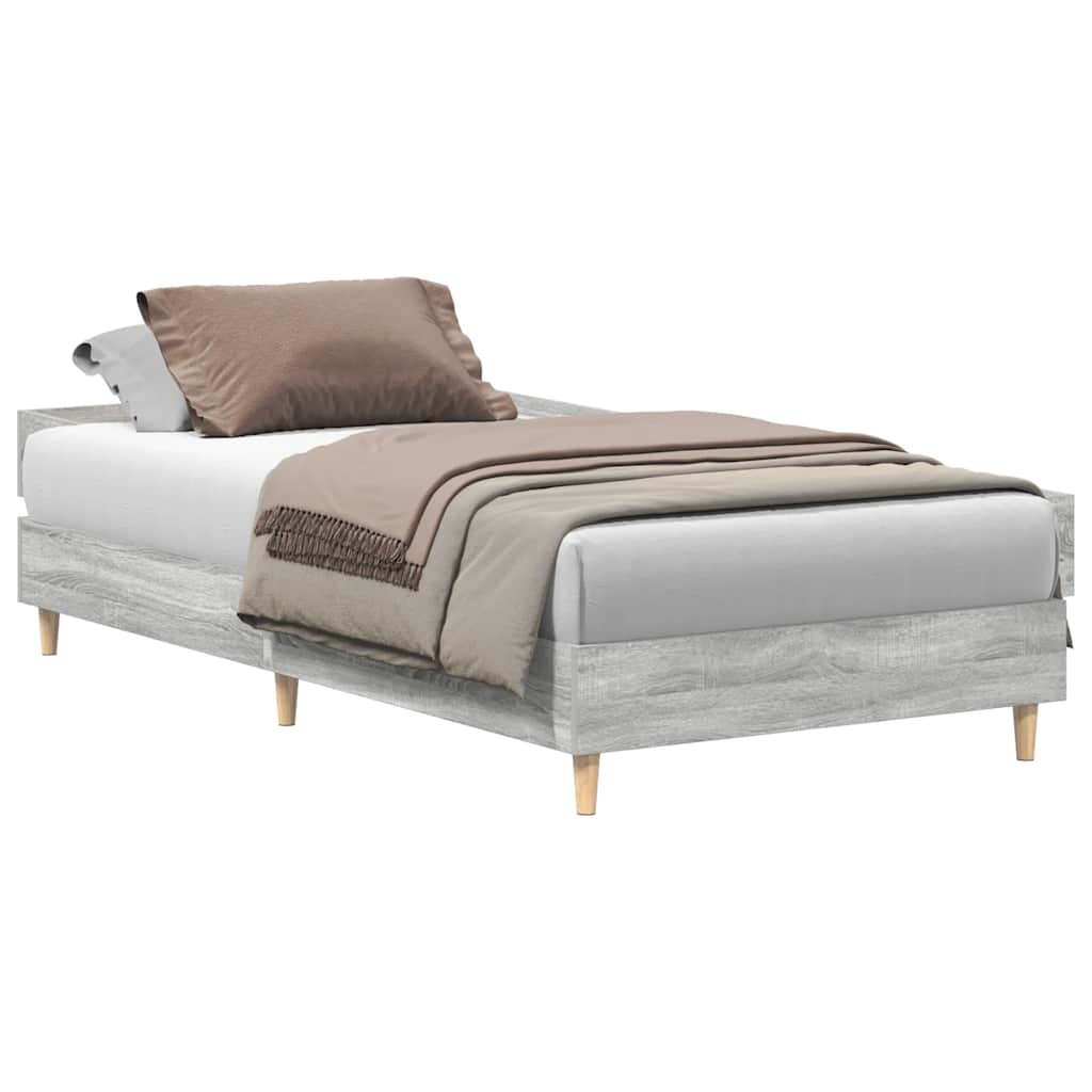 Bed Frame No Mattress Grey Sonoma 75x190 cm Small Single Engineered Wood