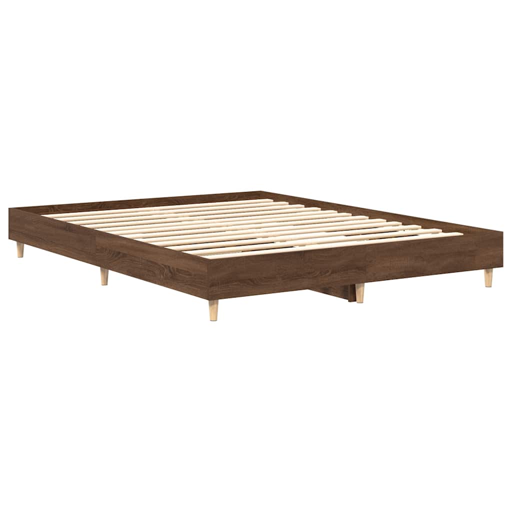 Bed Frame No Mattress Brown Oak 75x190 cm Small Single Engineered Wood