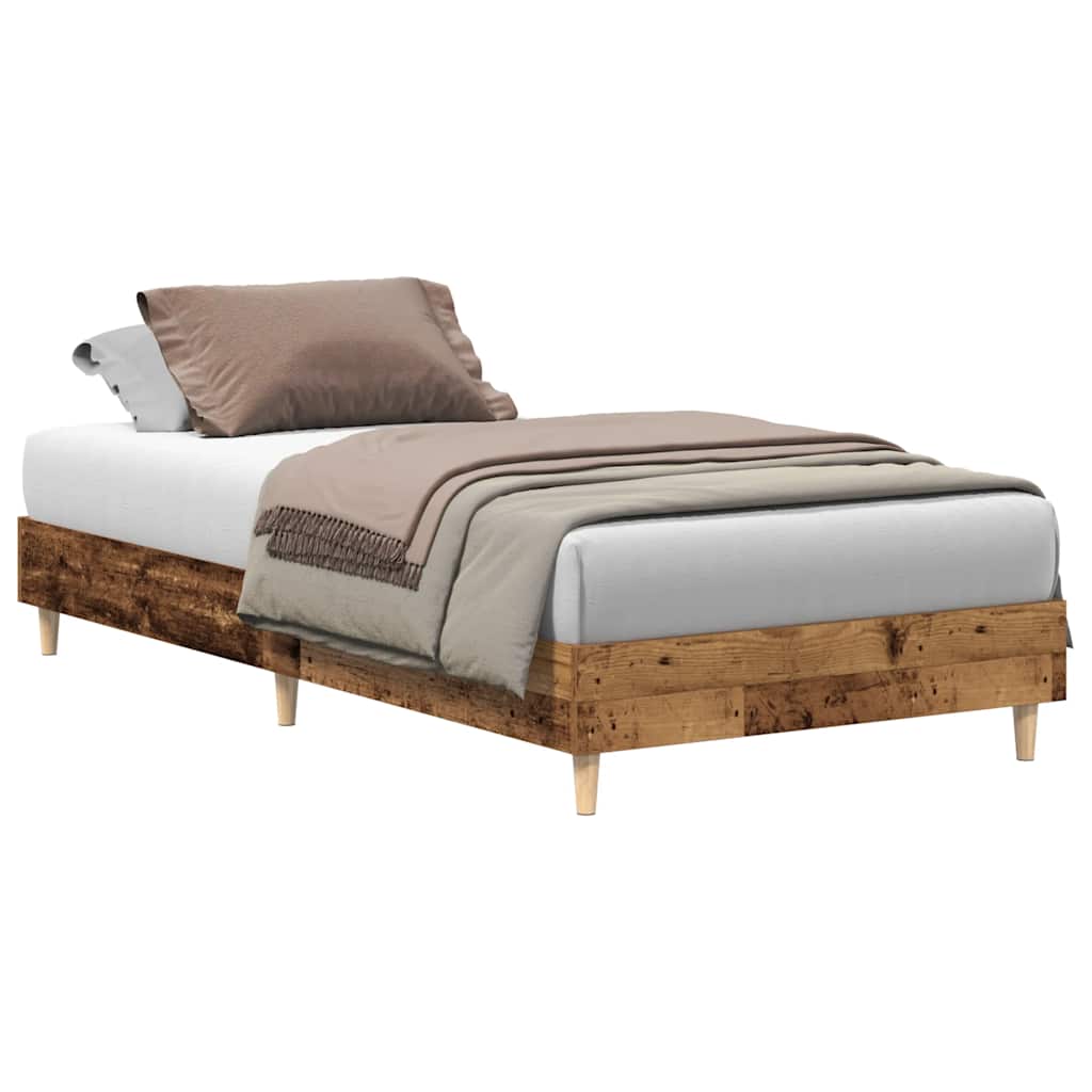 Bed Frame No Mattress Old Wood 75x190 cm Small Single Engineered Wood