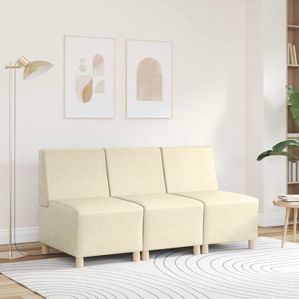 | Modular Sofa Unit Armless | Cream 55 x 74 x 82 cm Faux leather