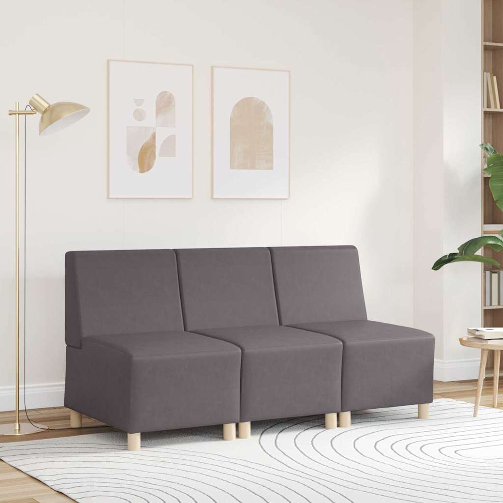 | Modular Sofa Unit Armless | Grey 55 x 74 x 82 cm Faux leather