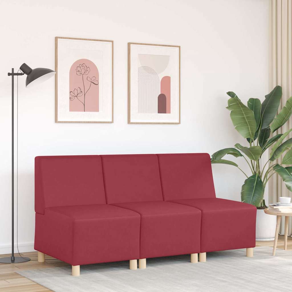 | Modular Sofa Unit Armless | Wine red 55 x 74 x 82 cm Faux leather