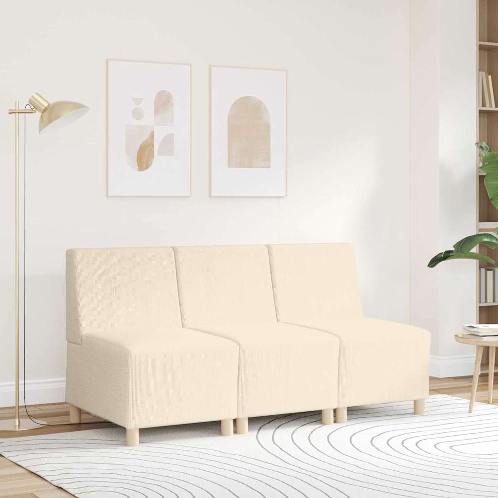 | Modular Sofa Unit Armless | Cream 55 x 74 x 82 cm Corduroy fabric