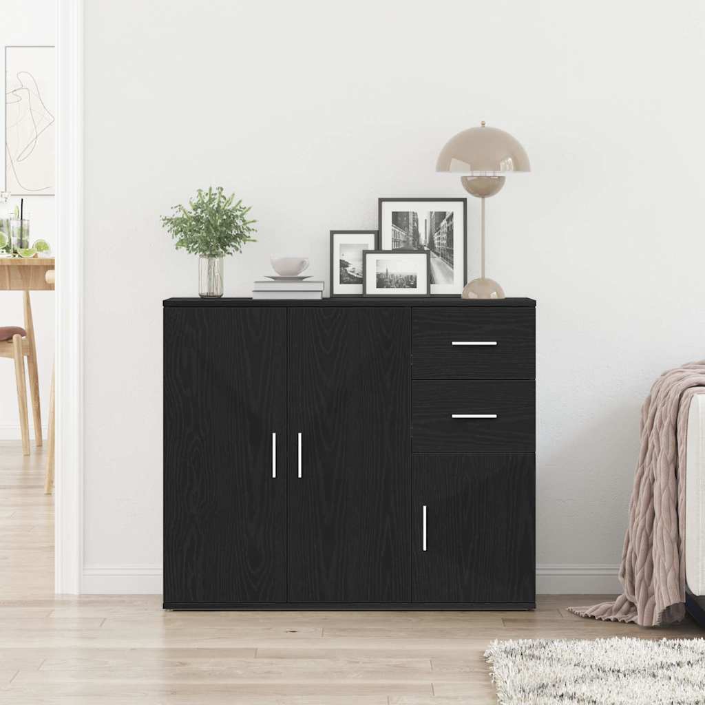 Sideboard Black Oak 91x29.5x75 cm Engineered Wood